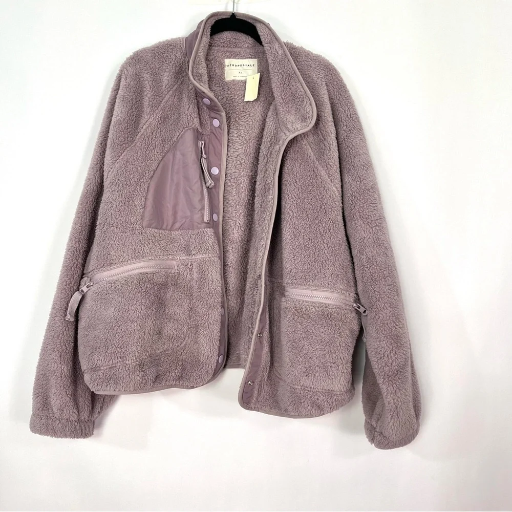Aeropostale Purple Fuzzy Button Up Jacket Coat Sz XL NWT⚠️ - Picture 3 of 7
